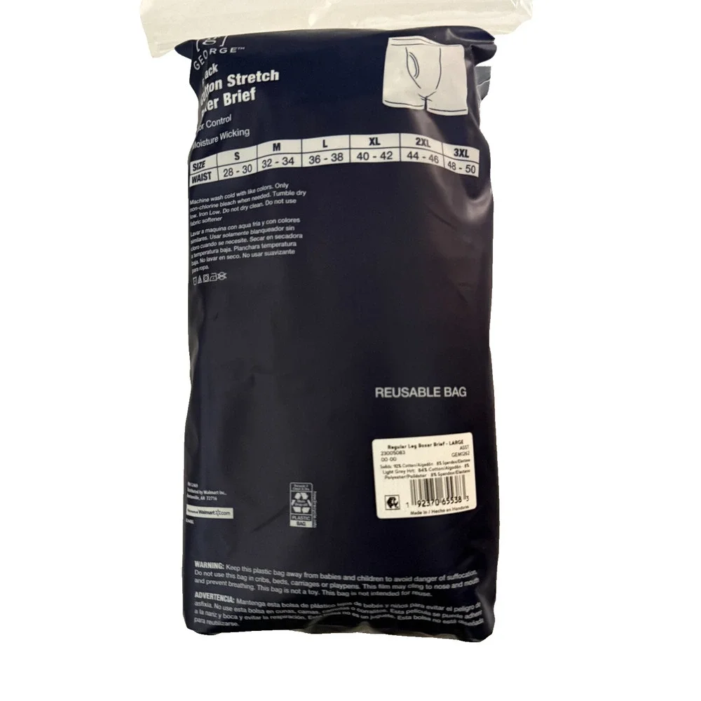 George 6 Pack Cotton Stretch‎ Boxer Briefs Large 36-38